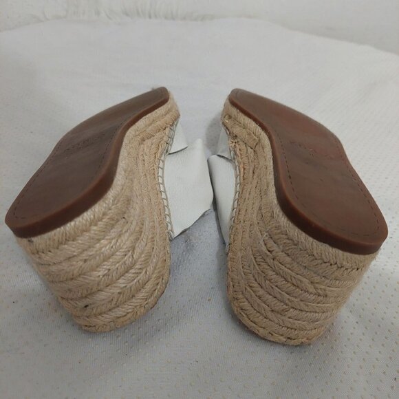 Kelsi Dagger Inwood White Beige Leather Espadrille Wedge Sandals Open Toe Sz 8.5 - Picture 11 of 11